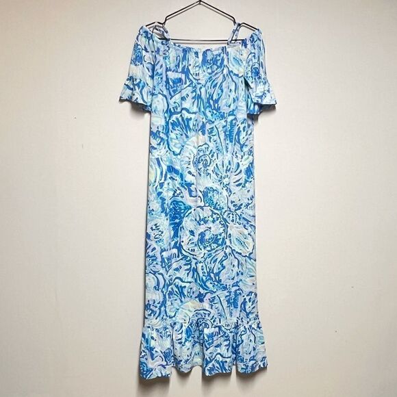 Lilly Pulitzer Clary Maxi Dress-Bennet Blue Salty Seas Girls XL 12-14 Host Pick - Picture 2 of 7